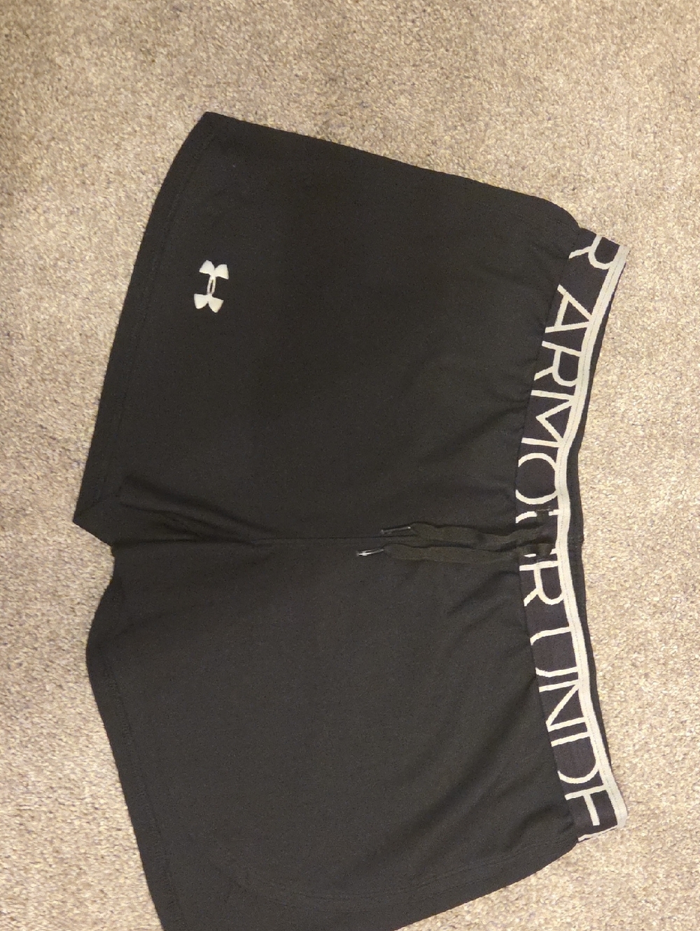 Under Armour Black Performance Shorts with White Logo and Branded Waistband